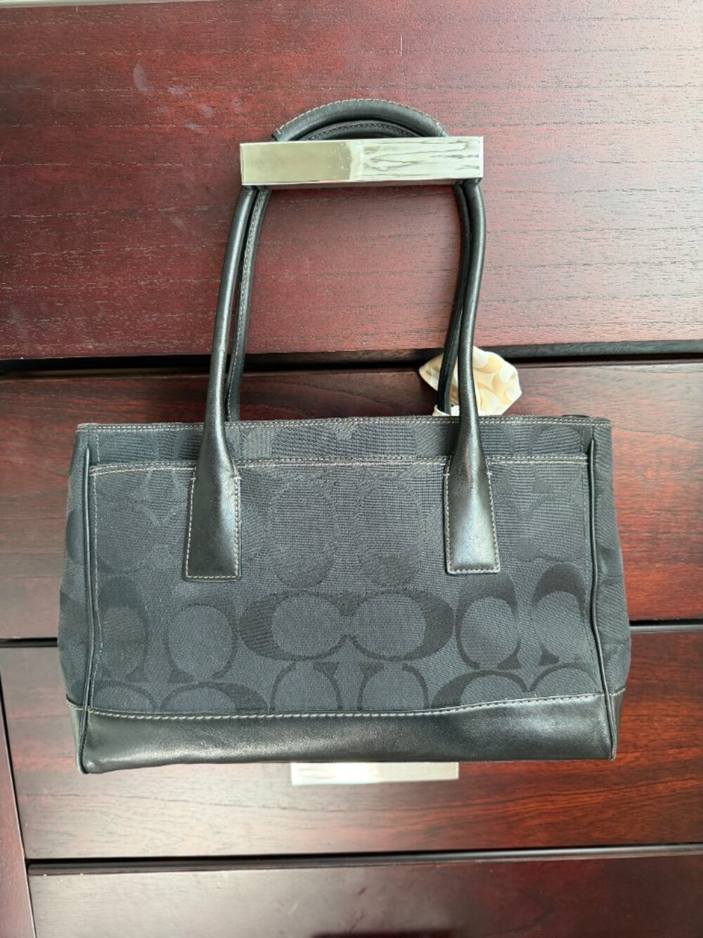 Coach Hamptons Legacy Madeleine Black Signature Canvas Tote Bag (Style: 11558) - Picture 2 of 12